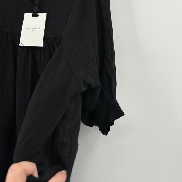 Pomander Place by Tuckernuck Black Gauze Millie Dress sz S Mini Length Swing - Picture 6 of 9
